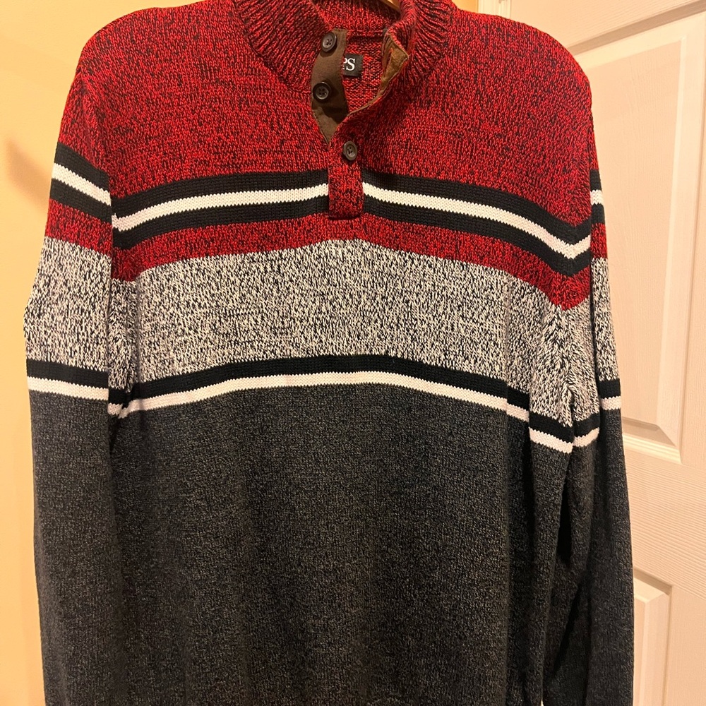 Chaps Red and Gray Turtleneck Sweater